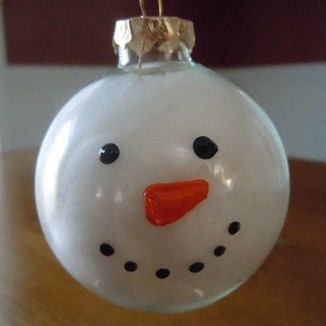 Christmas craft; pompom snowman ornament